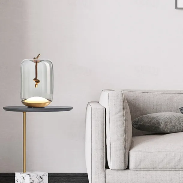 Bedside lamps Table Lamp, 3000K 18cm Modern Minimalist Art Glass Table Lamp Study Room Bedside Bed Creative Table Lamp Adjustable Classic Noble Bedroom Lamp 110-240V