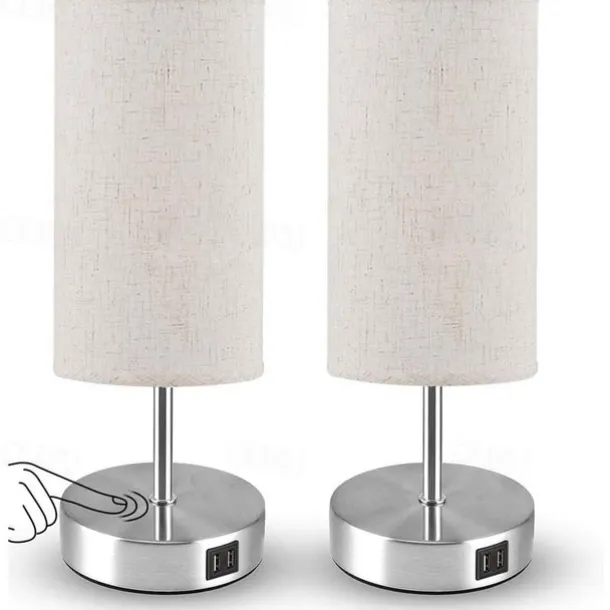 Bedside lamps with USB Charging Port Touch Sensor for Bedroom Reading Room Eye Protection Modern Contemporary Nordic Style