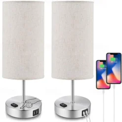 Bedside lamps with USB Charging Port Touch Sensor for Bedroom Reading Room Eye Protection Modern Contemporary Nordic Style