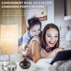 Bedside lamps with USB Charging Port Touch Sensor for Bedroom Reading Room Eye Protection Modern Contemporary Nordic Style