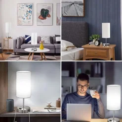 Bedside lamps with USB Charging Port Touch Sensor for Bedroom Reading Room Eye Protection Modern Contemporary Nordic Style