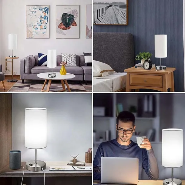 Bedside lamps with USB Charging Port Touch Sensor for Bedroom Reading Room Eye Protection Modern Contemporary Nordic Style