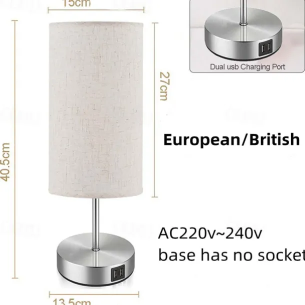 Bedside lamps with USB Charging Port Touch Sensor for Bedroom Reading Room Eye Protection Modern Contemporary Nordic Style