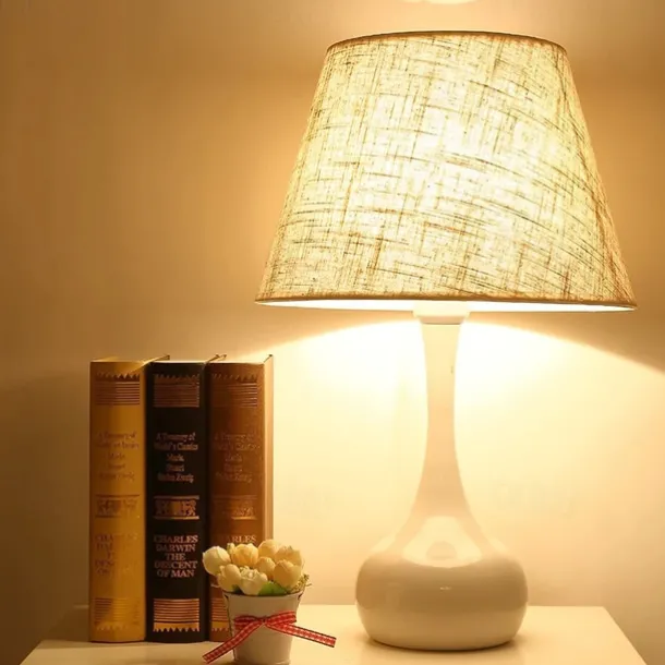 Bedside Table Lamp Desk Lamps for Bedroom, Minimalist Fabric Desk Lamp,Bedside Lamp Bedroom Warm Hotel Study Table Lamp