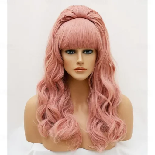 Beehive Wigs Long Wavy Blonde Wig with Bang Big Bouffant for Women fits 80s or Party Halloween Wigs
