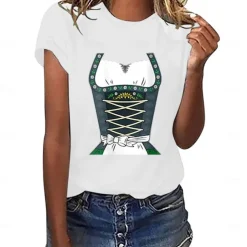 Beer Cosplay Costume T-shirt Print Classic Street Style For Women's Adults' Carnival Oktoberfest Beer Hot Stamping Party Casual Daily