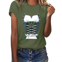 Beer Cosplay Costume T-shirt Print Classic Street Style For Women's Adults' Carnival Oktoberfest Beer Hot Stamping Party Casual Daily