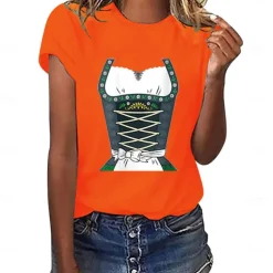 Beer Cosplay Costume T-shirt Print Classic Street Style For Women's Adults' Carnival Oktoberfest Beer Hot Stamping Party Casual Daily