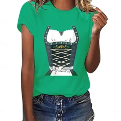 Beer Cosplay Costume T-shirt Print Classic Street Style For Women's Adults' Carnival Oktoberfest Beer Hot Stamping Party Casual Daily