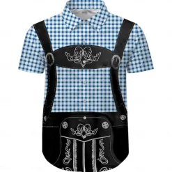 Beer Lederhosen Print Hawaii Shirts Aloha Shirt Print Graphic For Men's Adults' Carnival Oktoberfest Beer 3D Print Vacation Party