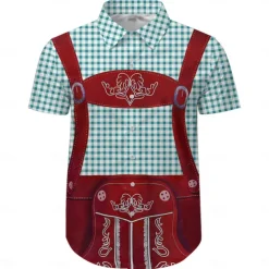 Beer Lederhosen Print Hawaii Shirts Aloha Shirt Print Graphic For Men's Adults' Carnival Oktoberfest Beer 3D Print Vacation Party