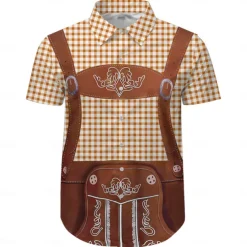 Beer Lederhosen Print Hawaii Shirts Aloha Shirt Print Graphic For Men's Adults' Carnival Oktoberfest Beer 3D Print Vacation Party