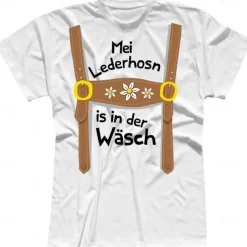 Beer T-shirt Lederhosen Print Classic Street Style For Unisex Adults' Carnival Oktoberfest Beer Hot Stamping Party Casual Daily