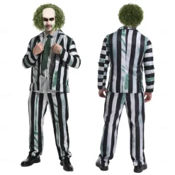 Beetlejuice Halloween Suits & Blazers Beetlejuice 2 Horror Movie Cosplay Costume Adults' Men's Carnival Party / Evening Easy Halloween Costumes Dress Up