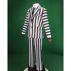 Beetlejuice Outfits Suits & Blazers Stripes Men's for Halloween Carnival Performance Party Adults' With Costume Wigs