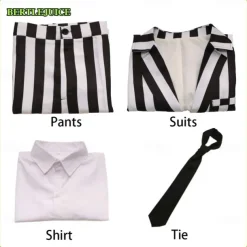 Beetlejuice Outfits Suits & Blazers Stripes Men's for Halloween Carnival Performance Party Adults' With Costume Wigs