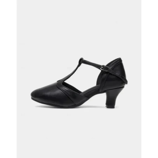 Beige T-Strap Dance Shoes - Elegant Latin & Ballroom Performance Heels for Women