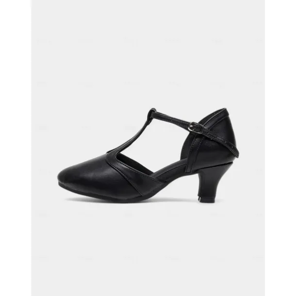 Beige T-Strap Dance Shoes - Elegant Latin & Ballroom Performance Heels for Women