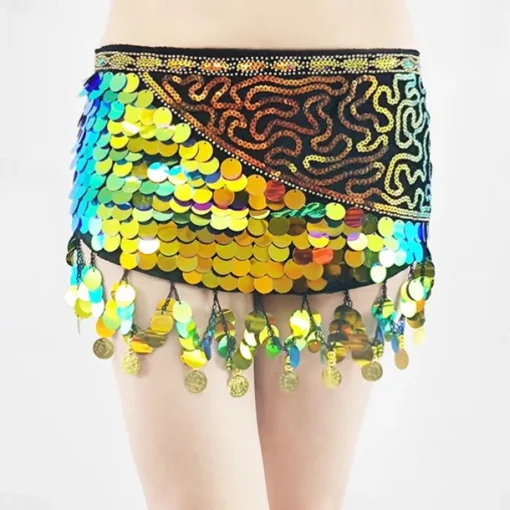 Belly Dance Belt Splicing Sequins Women's Performance Training Sleeveless High Polyester