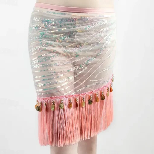 Belly Dance Belt Tassel Splicing Paillette Women's Performance Training High Polyester Tulle