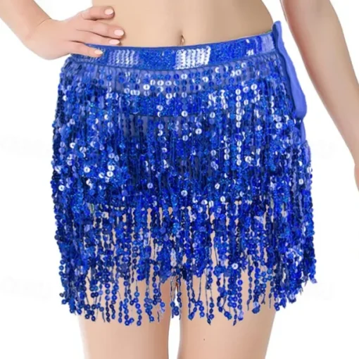 Belly Dance Costume, Skirt, Short Skirt, Carnival Sequins, Tassel, Waist Chain, Dance With Elongated Version, Oversized And Sexy