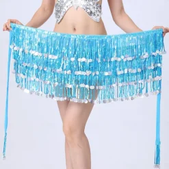 Belly Dance Dance Accessories Belt Glitter Cinch Cord Pure Color Women's Performance Training High Polyester Sequined