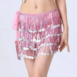 Belly Dance Dance Accessories Belt Glitter Cinch Cord Pure Color Women's Performance Training High Polyester Sequined