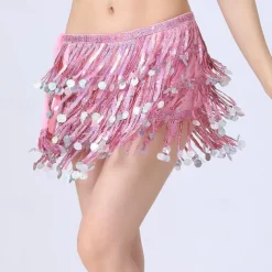 Belly Dance Dance Accessories Belt Glitter Cinch Cord Pure Color Women's Performance Training High Polyester Sequined