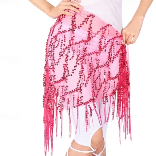 Belly Dance Dance Accessories Belt Glitter Tassel Pure Color Women's Performance Training High Polyester Sequined