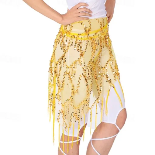 Belly Dance Dance Accessories Belt Glitter Tassel Pure Color Women's Performance Training High Polyester Sequined
