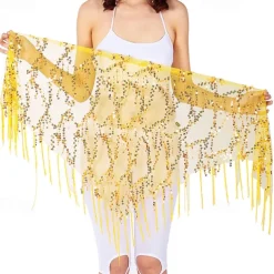 Belly Dance Dance Accessories Belt Glitter Tassel Pure Color Women's Performance Training High Polyester Sequined