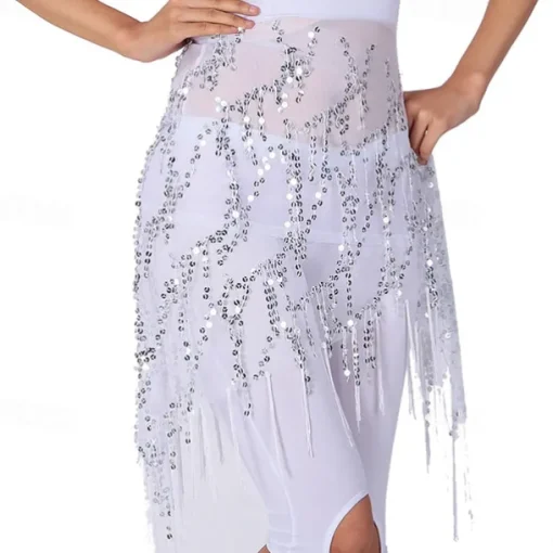 Belly Dance Dance Accessories Belt Glitter Tassel Pure Color Women's Performance Training High Polyester Sequined