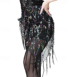 Belly Dance Dance Accessories Belt Glitter Tassel Pure Color Women's Performance Training High Polyester Sequined