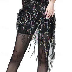 Belly Dance Dance Accessories Belt Glitter Tassel Pure Color Women's Performance Training High Polyester Sequined