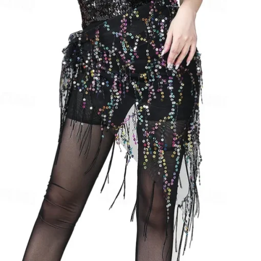 Belly Dance Dance Accessories Belt Glitter Tassel Pure Color Women's Performance Training High Polyester Sequined
