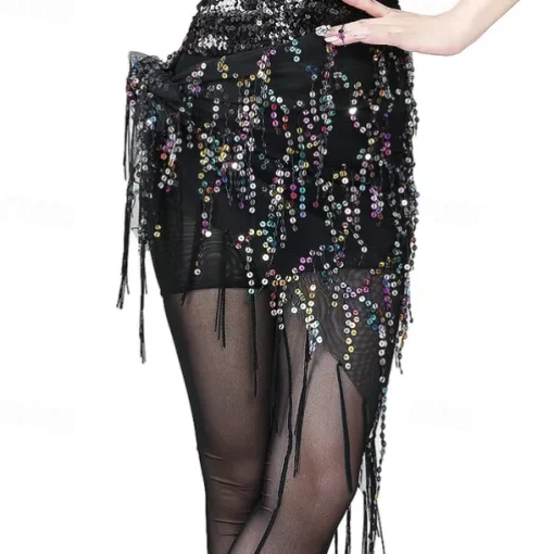 Belly Dance Dance Accessories Belt Glitter Tassel Pure Color Women's Performance Training High Polyester Sequined