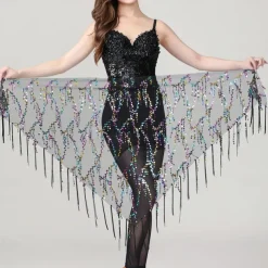 Belly Dance Dance Accessories Belt Glitter Tassel Pure Color Women's Performance Training High Polyester Sequined