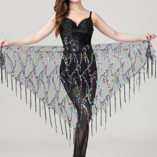 Belly Dance Dance Accessories Belt Glitter Tassel Pure Color Women's Performance Training High Polyester Sequined