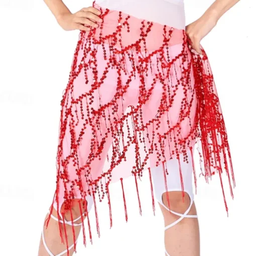 Belly Dance Dance Accessories Belt Glitter Tassel Pure Color Women's Performance Training High Polyester Sequined