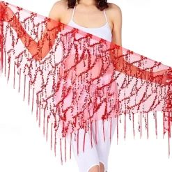 Belly Dance Dance Accessories Belt Glitter Tassel Pure Color Women's Performance Training High Polyester Sequined