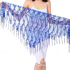 Belly Dance Dance Accessories Belt Glitter Tassel Pure Color Women's Performance Training High Polyester Sequined