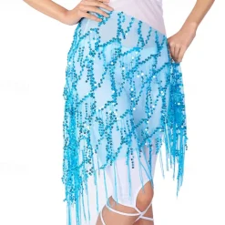 Belly Dance Dance Accessories Belt Glitter Tassel Pure Color Women's Performance Training High Polyester Sequined