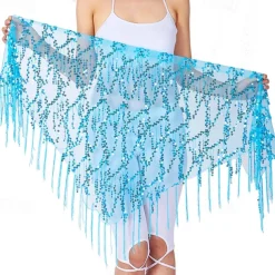 Belly Dance Dance Accessories Belt Glitter Tassel Pure Color Women's Performance Training High Polyester Sequined