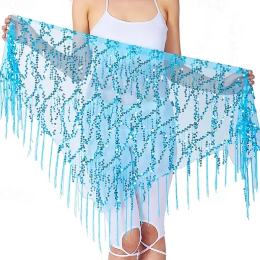 Belly Dance Dance Accessories Belt Glitter Tassel Pure Color Women's Performance Training High Polyester Sequined