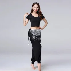 Belly Dance Hip Scarf Sequin Tassel Skirt Wrap Sparkly Costume for Women