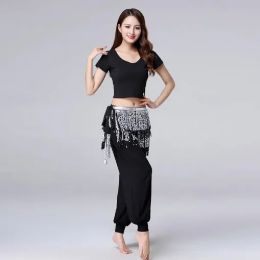 Belly Dance Hip Scarf Sequin Tassel Skirt Wrap Sparkly Costume for Women