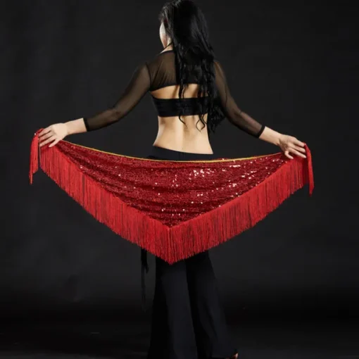 Belly Dance Hip Scarves Women's Performance Polyester Sequin / Tassel Hip Scarf