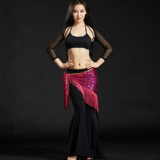 Belly Dance Hip Scarves Women's Performance Polyester Sequin / Tassel Hip Scarf