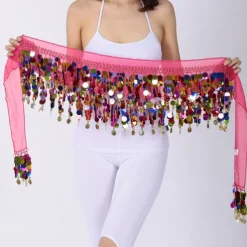 Belly Dance Hip Scarves Women's Performance Chiffon Paillette Hip Scarf