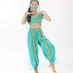 Belly Dance Kids' Dancewear Top Gold Coin Pure Color Splicing Girls' Performance Training Short Sleeve High Polyester